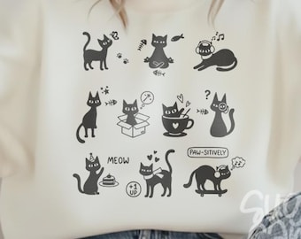 Retro Hand Drawn Cat SVG – Kitten Mom Dad Shirt Design PNG DXF - Pet Lover Gift