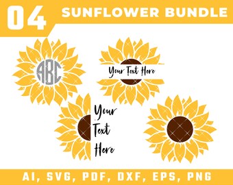 Download Half Sunflower Svg Etsy