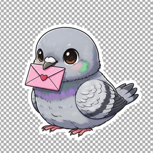 Kawaii Pigeon PNG Bundle | Baby Dove Clipart Set | Cartoon Characters | Transparent PNG 300 DPI | Sticker Ready for Crafts image 5