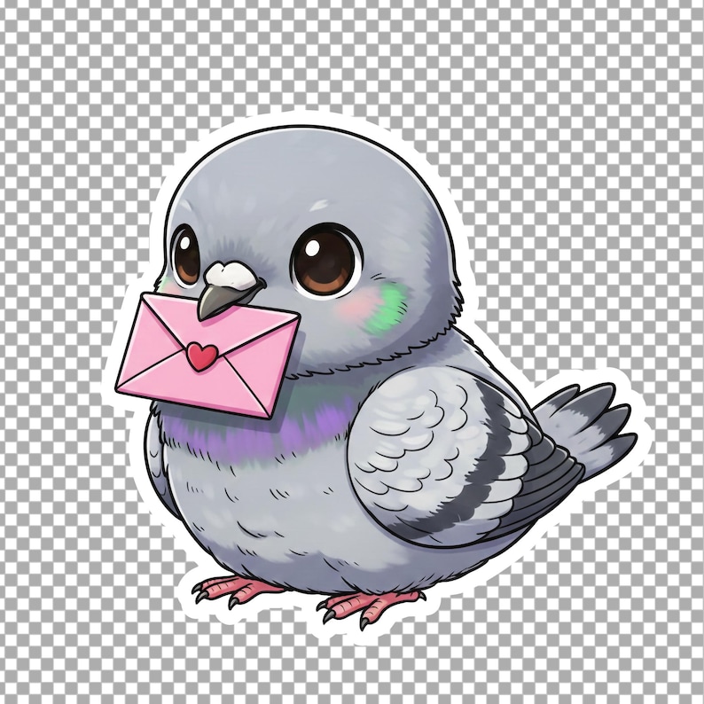 Kawaii Pigeon PNG Bundle | Baby Dove Clipart Set | Cartoon Characters | Transparent PNG 300 DPI | Sticker Ready for Crafts image 5