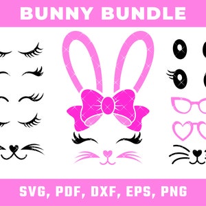 Bunny Face Svg | Easter Svg | Easter Bunny Svg | Bunny Face Set Easter | Bunny Easter Svg | Easter Bunny Svg | Cut Files Cricut Silhouette