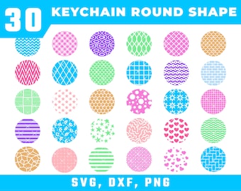 Round Keychain SVG Patterns: Circle Key Fob Designs (Digital Download)