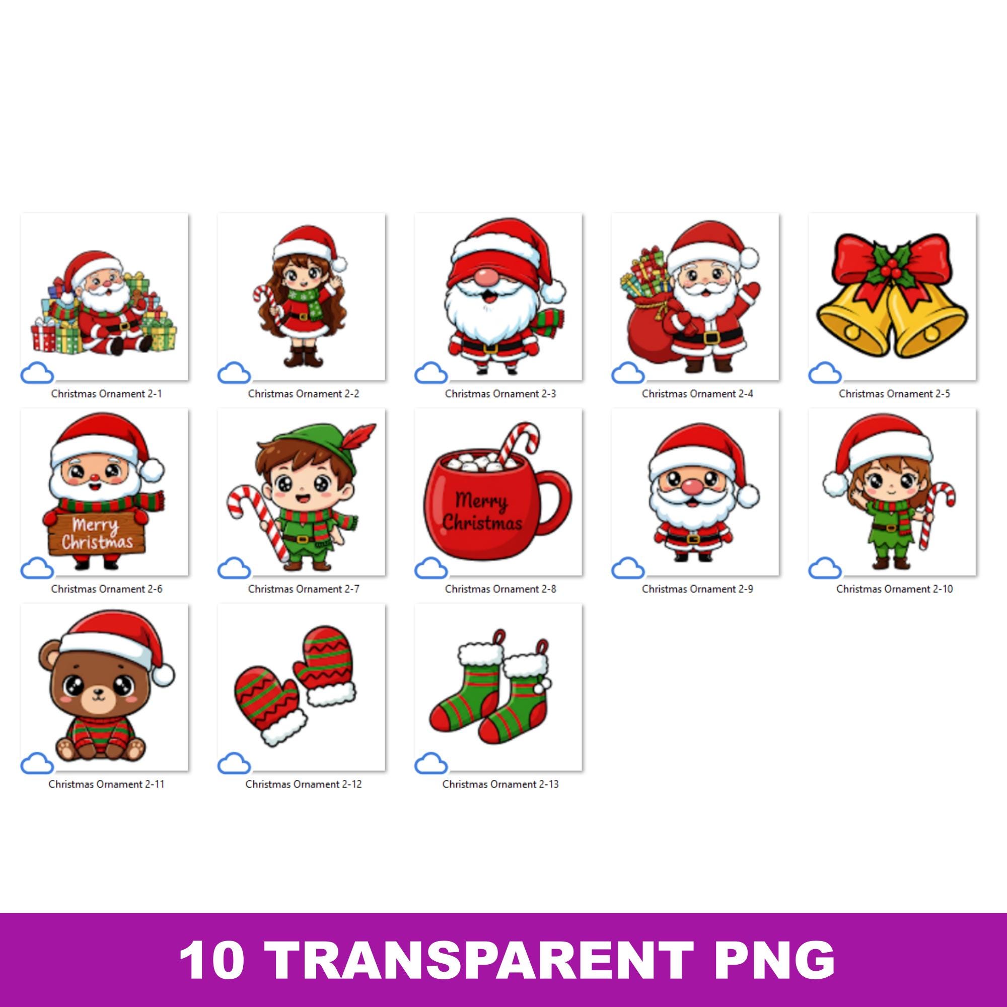 Kawaii Christmas Bundle SVG PNG Clip Art – Santa Snowman Gingerbread ...