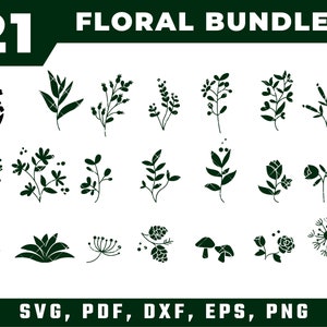 SVG Floral Bundle | Hand-drawn floral svg designs | flowers svg | plants svg | leaves svg | Floral svg | digital download | flower cutfile