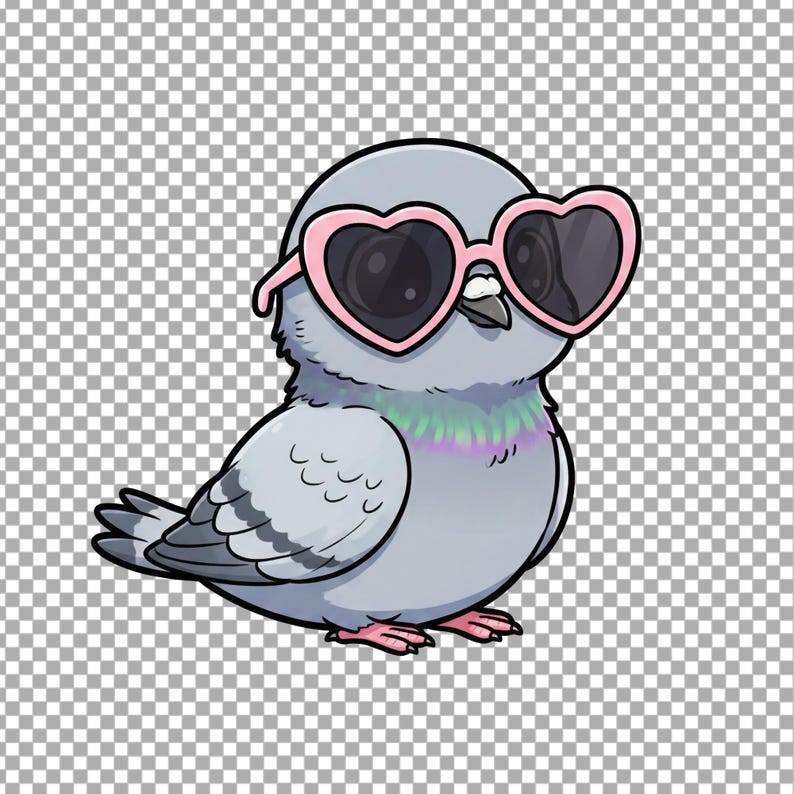 Kawaii Pigeon PNG Bundle | Baby Dove Clipart Set | Cartoon Characters | Transparent PNG 300 DPI | Sticker Ready for Crafts image 4