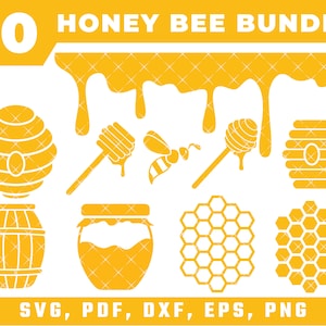 Honey Bee Svg, Honey Drips Svg, Honeycomb Svg, Dripping Borders Svg, Hexagon Svg, Honey Clipart, Hive Svg, Png, Dxf, Eps, Digital Download