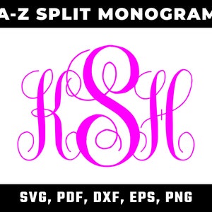 Split Monogram SVG PNG, Split Monogram Frame Alphabet, Digital Download for Cricut, Silhouette, Glowforge, 26 individual cut files svg png