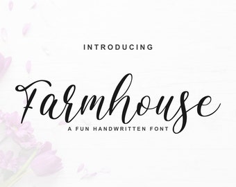 Handwritten Farmhouse Font, Farmhouse Font Alphabet, Script Font, cursive font Digital Download for Cricut/Silhouette,