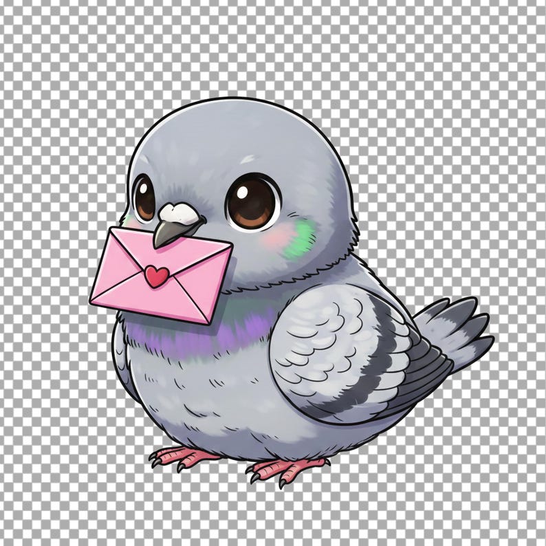 Kawaii Pigeon PNG Bundle | Baby Dove Clipart Set | Cartoon Characters | Transparent PNG 300 DPI | Sticker Ready for Crafts image 6