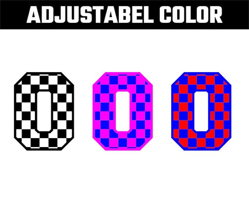 K&ouml;nnte beinhalten: Drei Versionen des Buchstabens "O" in einem karierten Muster. Die erste ist schwarz-wei&szlig;, die zweite ist rosa-blau und die dritte ist rot-blau.