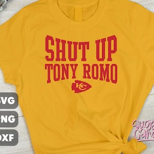 Shut Up Tony Romo svg png, KC Football svg, KC playoffs svg, champs svg, chiefs champs svg, kc, LVIII champs svg, mahomes svg, kelce svg,