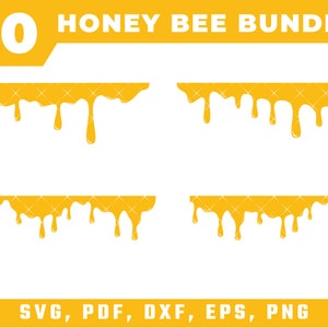 Honey Bee Svg, Honey Drips Svg, Honeycomb Svg, Dripping Borders Svg, Hexagon Svg, Honey Clipart, Hive Svg, Png, Dxf, Eps, Digital Download