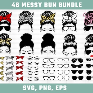 Messy Bun SVG, Mom life svg, mom skull svg, Mom Life svg, mom and daughter svg, Mom life, Kid Life, glasses svg, bandana, Cricut Silhouette