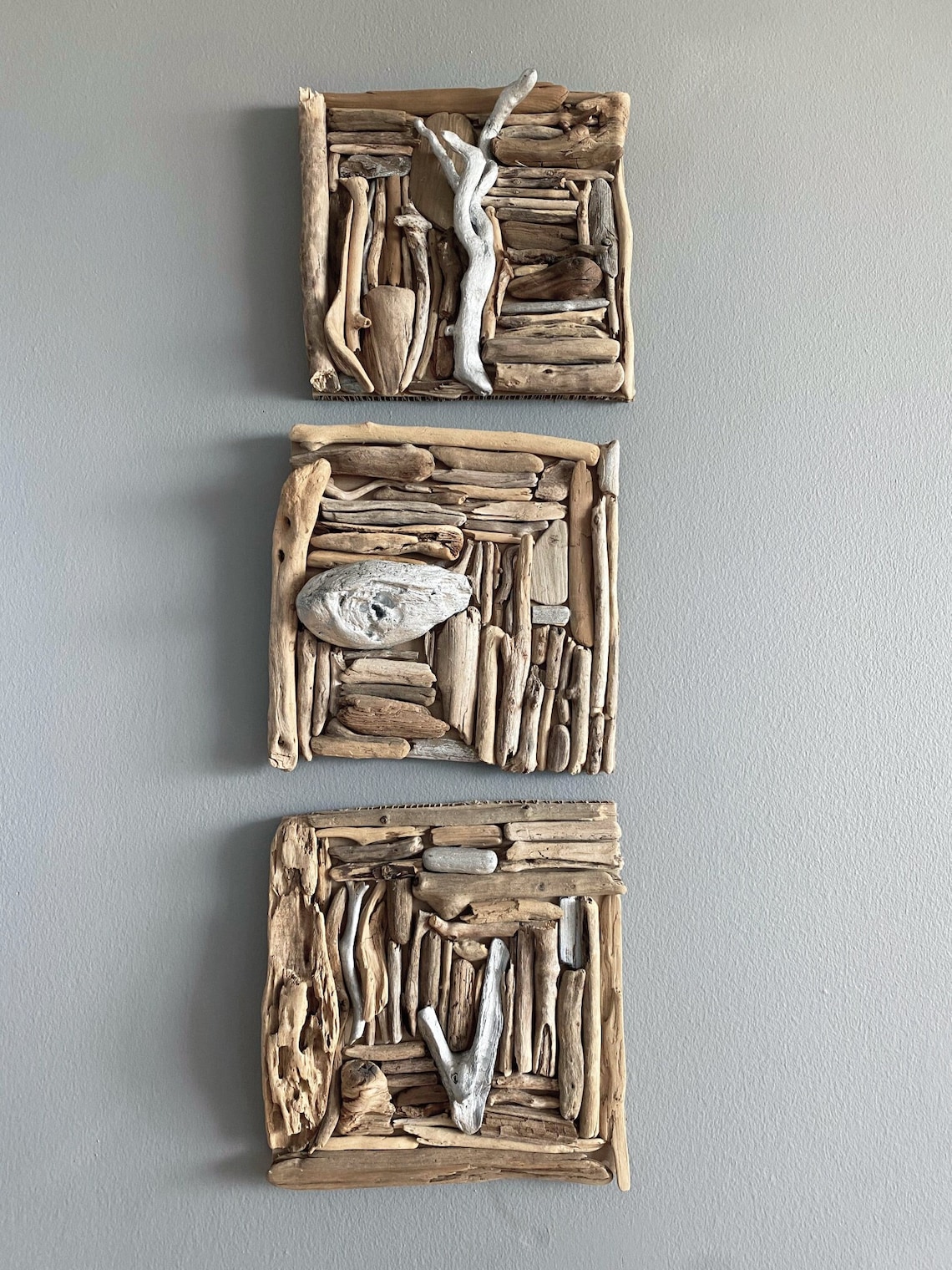 JQAQJU Wooden Diftwood Wall Deco, Stafish Bathoom Deco
