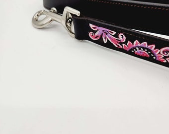 Leather Leash- Pink Sunflower