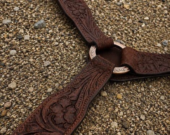 Rough Rider Breast Collar | Roughout Leather - Western Breast Collar - Ranch Hand Leather Breast Collars - Premium Leather - Handmade
