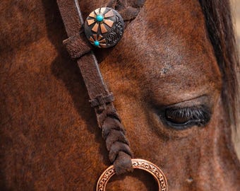Twisted Iron- Copper Mesa One Ear Metal Ring Bridle