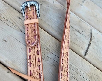 Brown Buckstitch Natural Leather- Split Ear Headstall - Western Headstall - Western Bridle- Leather Horse Tack - Ranch Hand Premium Leather