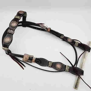 Rancher Rawhide- Browband Leather Headstall - Western Headstall - Western Bridle- Leather Horse Tack - Ranch Hand Premium Leather Headstall