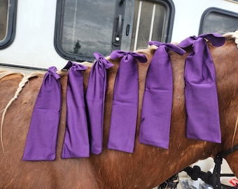 Mane Bags- Set of 6- Lycra Mane Bags to protect your horses mane- Mane Socks- Horse Grow long mane - Black Purple Blue Green Maroon Red