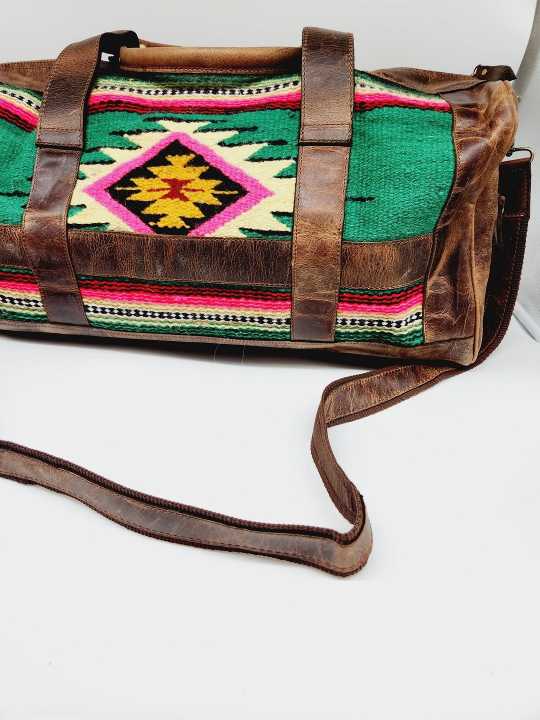 Leather Saddle Blanket Duffel Bag the Spruce Bag Western Etsy