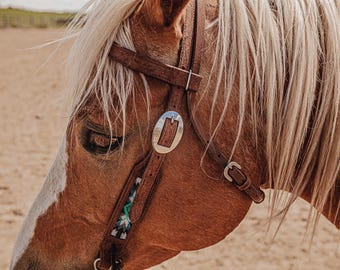 Turquoise Diamond Browband Headstall - Beaded Horse Bridle