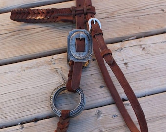 Twisted Iron- Gunmetal Antique Ring Browband Headstall - Western Metal Ring Bridle