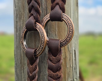 Twisted Iron- Rose Gold Metal Ring Reins - Western Split Reins or Western Roping Reins