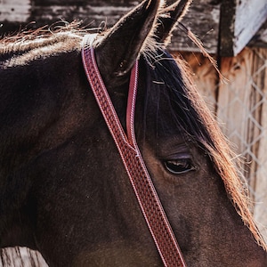 Basketweave Tooling- Split Ear Headstall - Western Headstall - Western Bridle- Leather Horse Tack - Ranch Hand Premium Leather Headstall