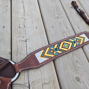 Fire and Ice Beaded Breast Collar - Western Breast Collar - Ranch Hand Leather Breast Collars - Premium Leather - Handmade