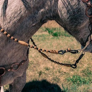 Rawhide Romel Reins- Black Rawhide with Natural Buttons - Western Headstall - Western Bridle- Leather Horse Tack - Ranch Hand Premium