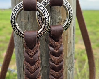 Silver Metal Ring Reins - Twisted Iron - Western Headstall - Western Bridle- Leather Horse Tack - Ranch Hand Premium Leather Headstall