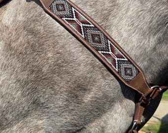 Heritage Beaded Western Breast Collar- 3 Piece - Western Breast Collar - Ranch Hand Leather Breast Collars - Premium Leather - Handmade