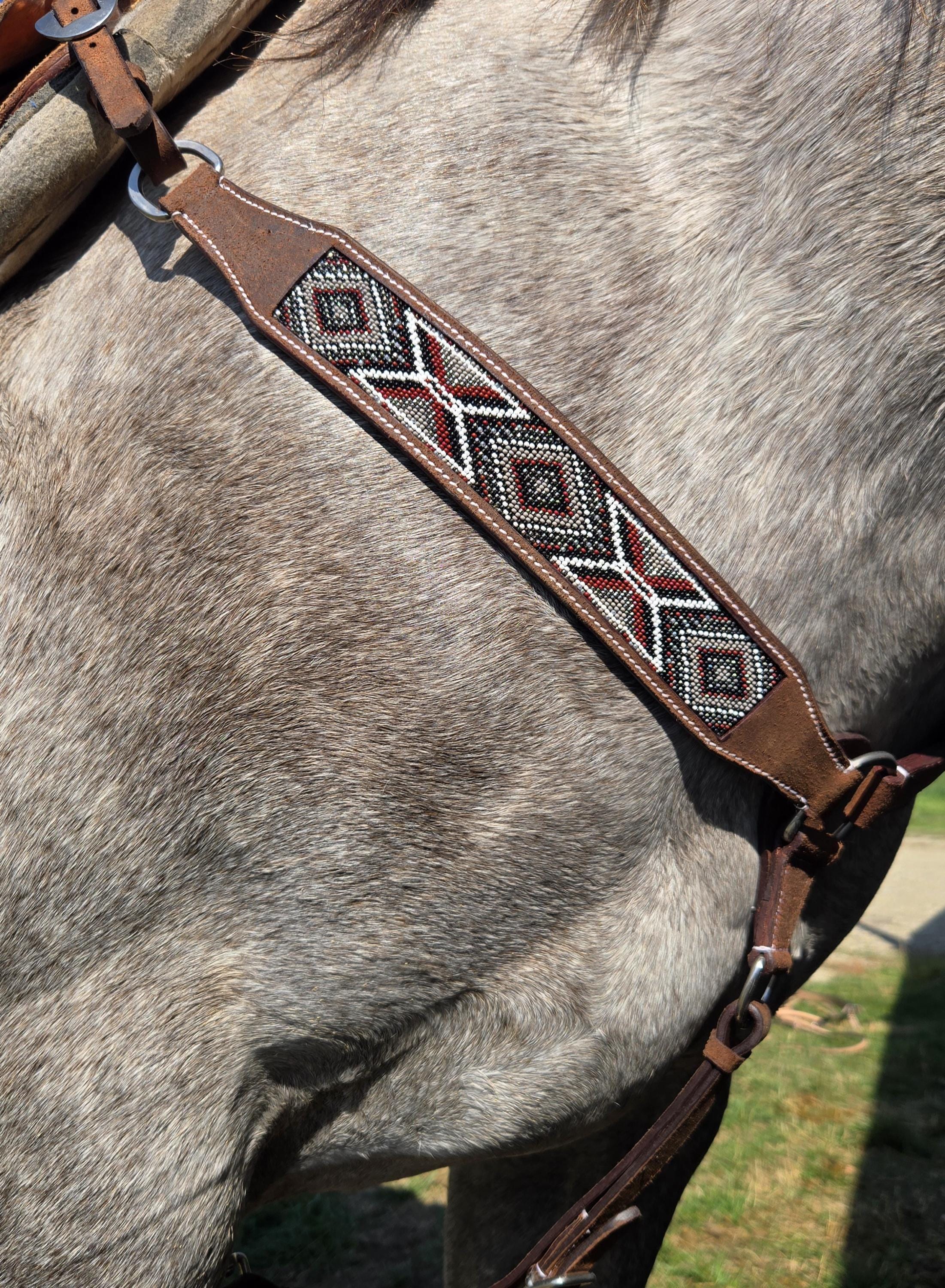 Ensemble Bride Occidentale Et Collier Mammaire MOUSM En Cuir Marron - Neuf, Pour Cheval, Inde