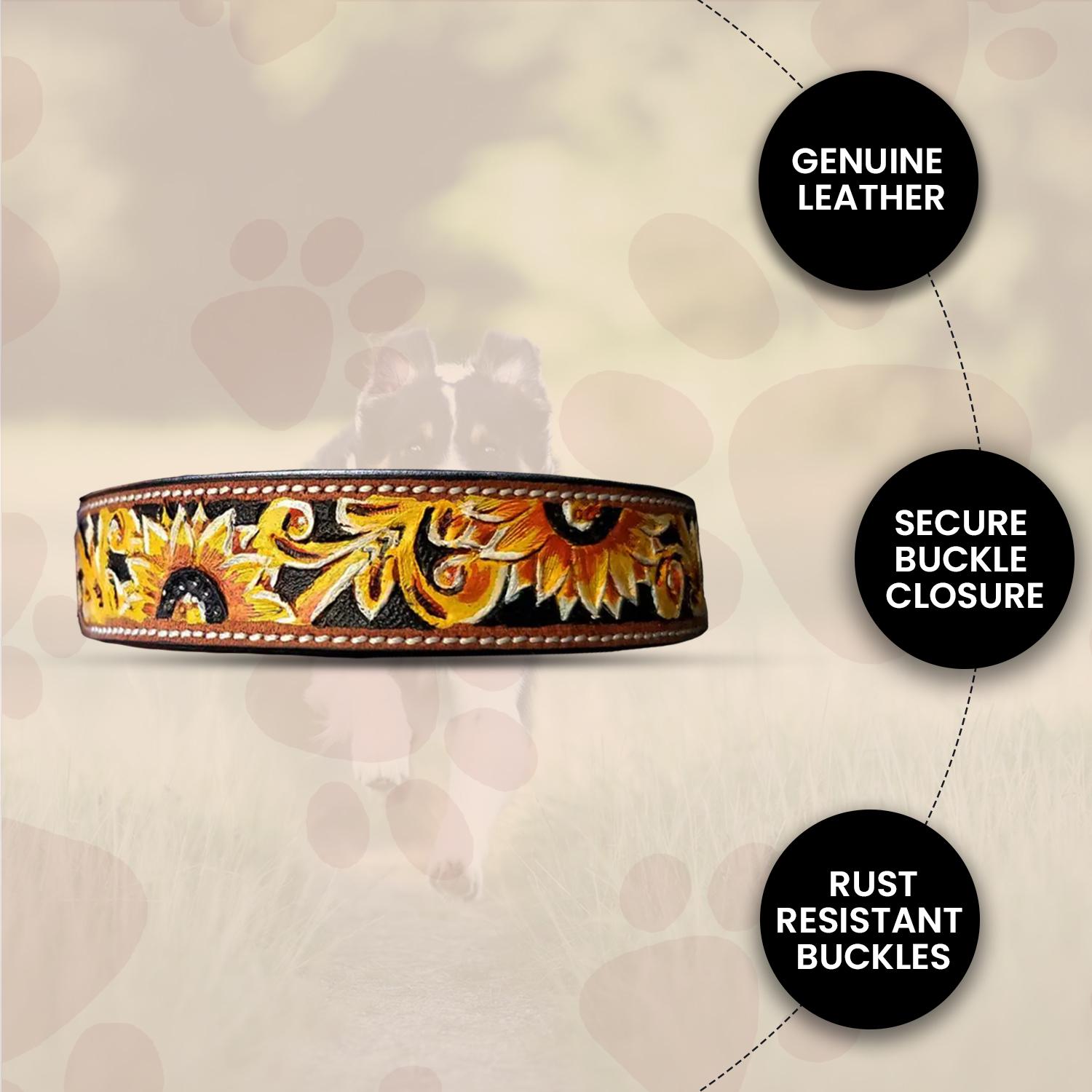 Native Pup Hundehalsband – Sommer-Design Mit Sonnenblumen, Für Kleine Bis Mittlere Hunde