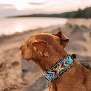 Leather Dog Collar- Outlaw River- Beaded Dog Collar - Handmade Western Leather Dog Collar - Premium Full-Grain, Durable & Stylish Design