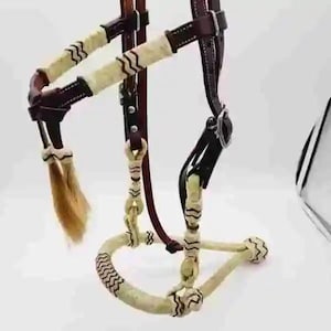 Horse Hair Browband Headstall + Rawhide Braided Bosal