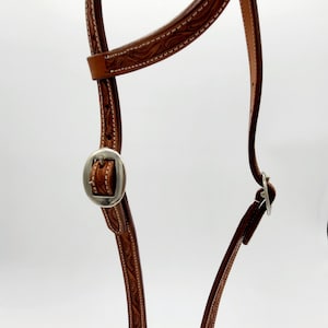 Cowpuncher Sliding One Ear Headstall With Tooling- Western Headstall- Bridle
