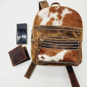 Leather Backpack- Drifter- Brown Cowhide -  Rustic Western Leather Backpack - Handcrafted, Durable, and Stylish for Everyday Use