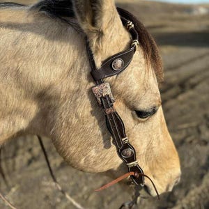 Rancher Rawhide- One Ear Leather Headstall - Western Headstall - Western Bridle- Leather Horse Tack - Ranch Hand Premium Leather Headstall