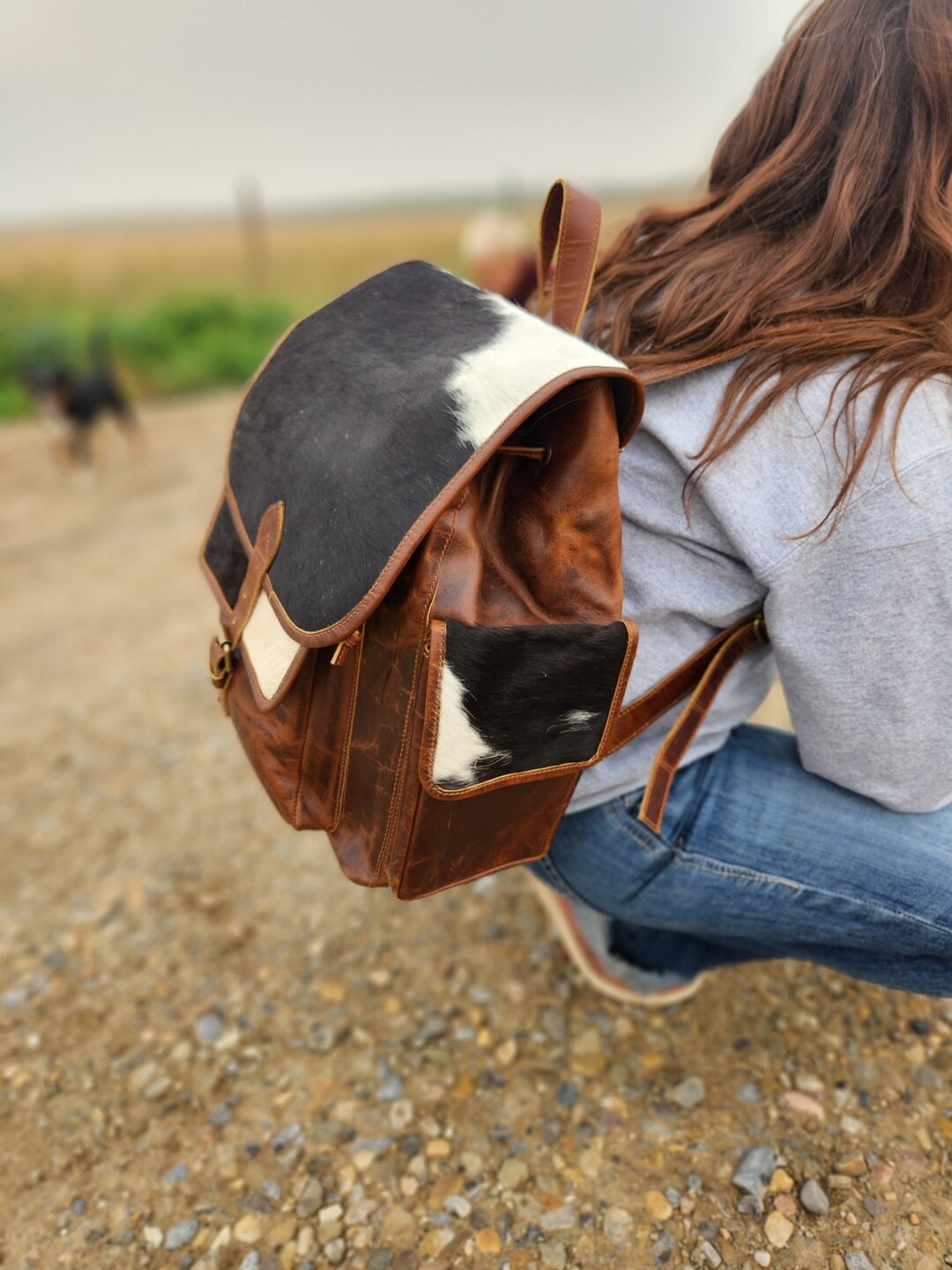 Texas Longhorn Dark Leather cowhide Diaper Backpack Bag Etsy
