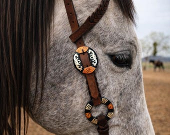 Twisted Iron- Goldstruck Metal Ring One Ear Headstall - Metal ring bridle - Ranch Hand Horse Tack