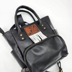 Handcrafted Leather Mini Backpack: Rustic Western Bronco Design