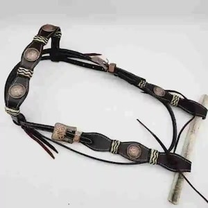 Rancher Rawhide Browband Leather Headstall: Western Horse Tack