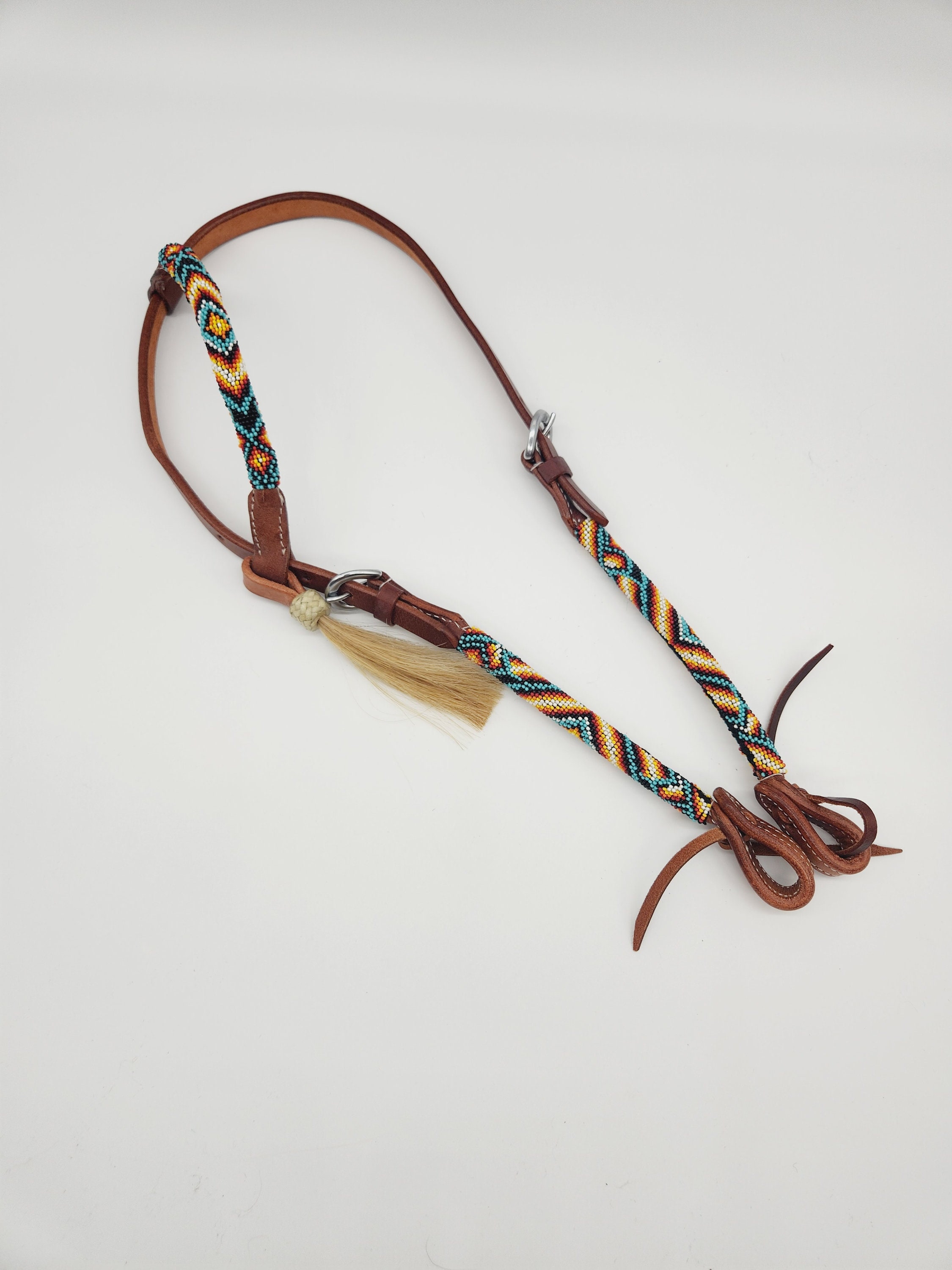 One Ear Headstall - Beaded - Fire & Ice