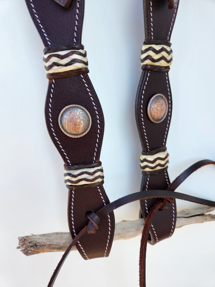 Bridon Western Poll's - Cuir Et Rawhide à Une Oreille Avec Rênes (Neuf)