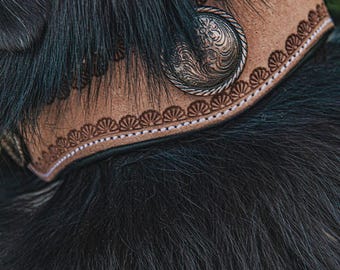 Leather Dog Collar- Copper Concho- Handmade Dog Collar - Handmade Western Leather Dog Collar - Premium Full-Grain, Durable & Stylish Design