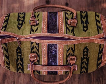 The Hunter Leather Duffel Bag- Western Luggage - Rugged Western Travel Duffel by Ranch Hand - Authentic Leather Bag