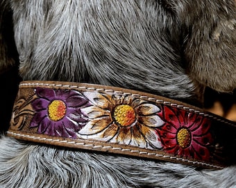 Prairie Bloom Handmade Floral Leather Dog Collar – Western Ranch Style
