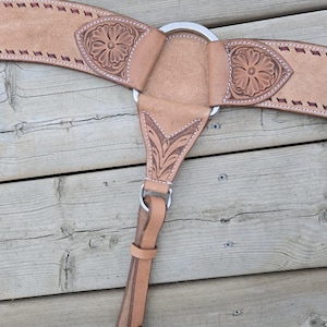 Stockmans Roughout Western Breast Collar with Brown Buckstitch- 3 Piece - Western Breast Collar - Ranch Hand Leather Breast Collars -